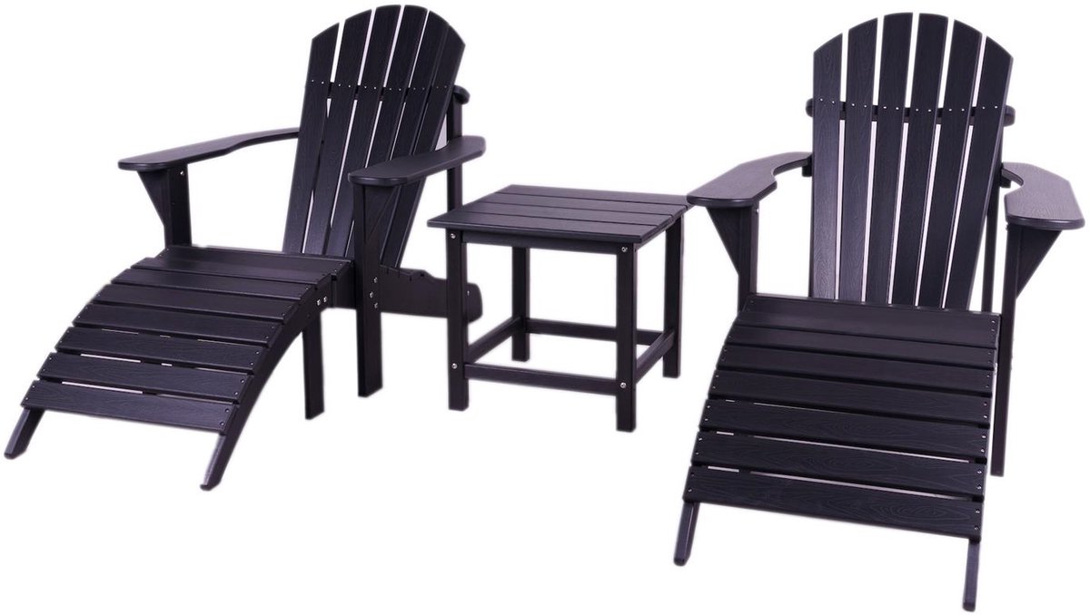 MaximaVida kunststof adirondack tuinstoel set Montreal zwart - the original
