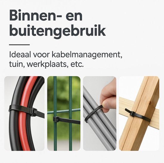 Attache-câbles Eleganca - 200 pièces - Serre-câbles - Organisateur de câbles - Résistant aux UV - Tyraps - Charge maximale 55 kg - 7,6 x 450 mm - Zwart