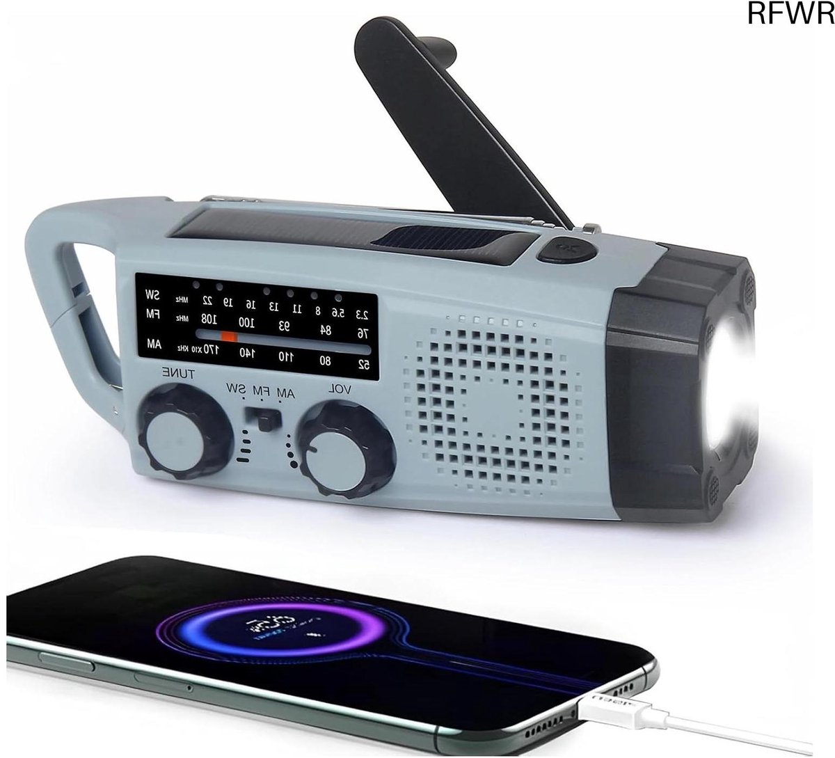 RFWR® Draagbare Zonne-Radio met Powerbank en SOS Alarm - 3-Weg Oplaadbare Noodradio voor Binnen en Buiten