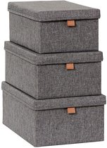 Ibenzoa® Set de 3 Boîtes de rangement élégantes et fonctionnelles avec couvercle en tissu Grijs de haute qualité