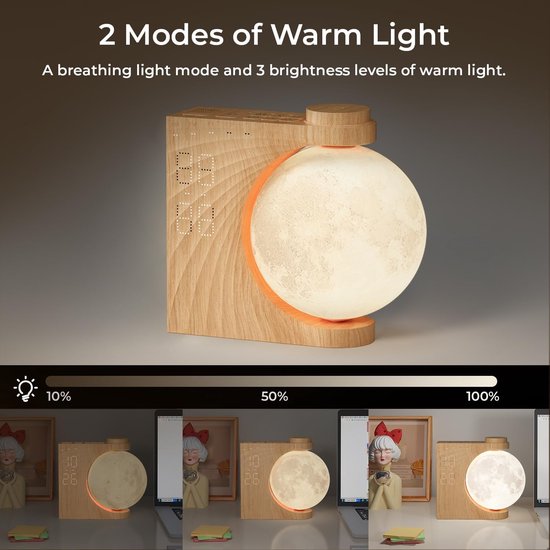 RFWR® Zonsopgangwekkers met Nachtlamp en Geluidsmachine voor Zware Slapers - 10 Natuurgeluiden, 8 Kleuren van RFWR — afbeelding 5