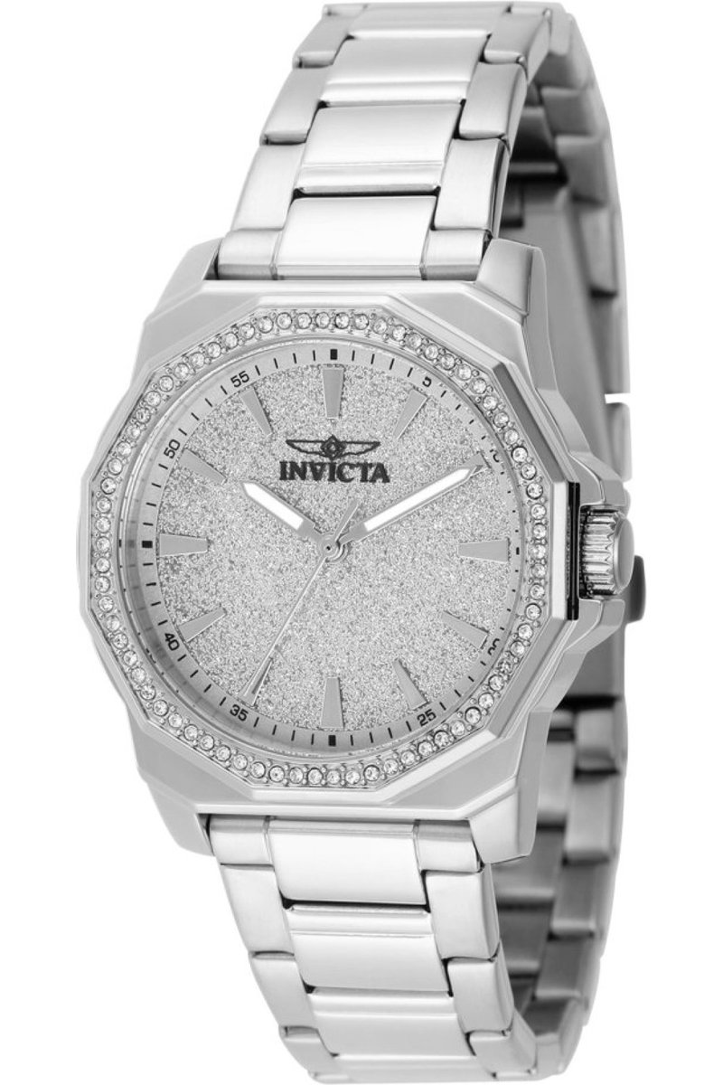 Invicta Speedway 49128 Dames Horloge - Waterdicht - Analoog - Quartz Uurwerk - Roestvrij Staal met zilveren Wijzerplaat - 34mm