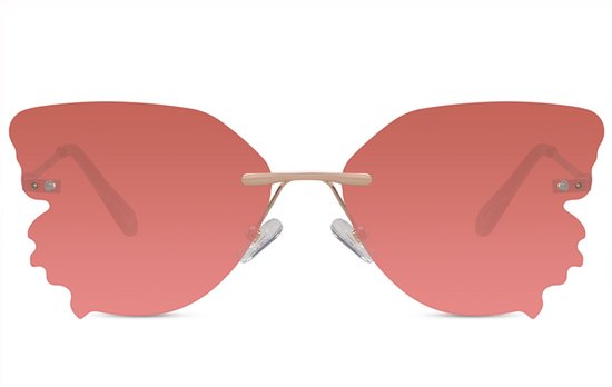 Zonnebril vlinder - Zonnebrillen - Festival bril - Rave bril - Glasses - Goud - Donkerroze glazen van Merkloos — afbeelding 3