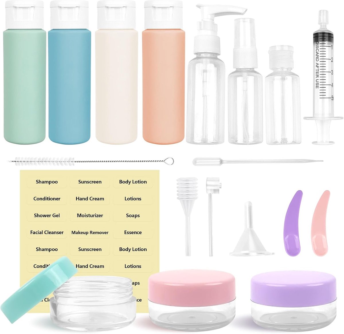 Image of 20 Pcs Travel Bottles - Cosmetische Flessen 60ml - Herbruikbare Squeeze Flessen voor Lotion - Crème - Shampoo en Toilettassen