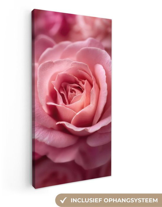 Tableau sur toile 20x40 cm - Décoration murale exclusive Rose - Romantique - Décoration murale salon - Décoration chambre - Accessoires chambre - Peintures sur toile