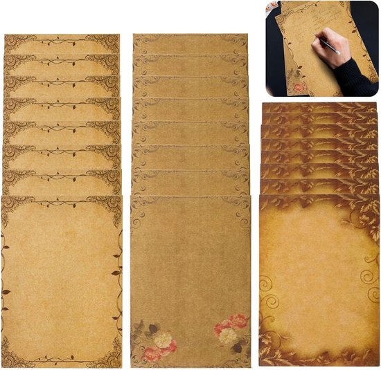 Vintage- Papier à lettres- Set - 72 Schreibbuchstaben - Liebesbrief - Papier à lettres pour Hochzeiten - Geburtstagsfeier-Einladungen - Ostern - Weihnachten - Liebesbriefe writing - invitations créatives et plus