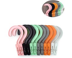 Kledinghangerklemmen - 12 stuks - ruimtebesparende hangers - hangers met clips - antislip - kledingorganizer - wasknijpers van kunststof - draagbare antislip kunststof hangerklemmen - voor kleding, gordijnen, badhanddoeken