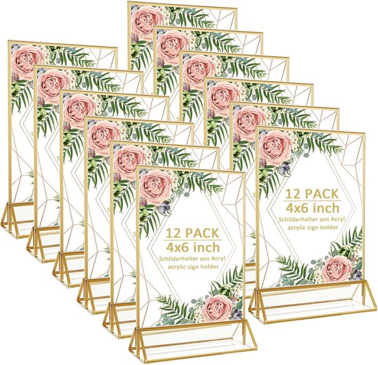 Oungy Pack of 12 Transparent Table Stand, A6 Standing Picture Frame