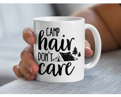 Camping Mok, Grappige Mok, Camp Hair Don't Care, Buiten Mok, Kampeer Cadeau, Avontuur Mok, Camping Liefhebber, Koffiemok