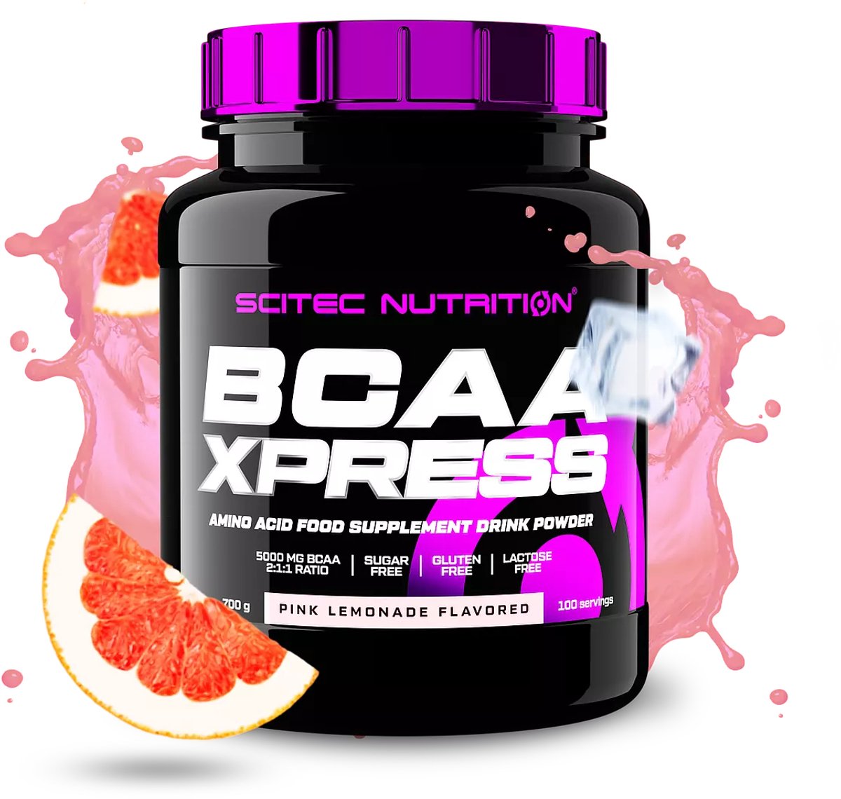 Scitec Nutrition® - BCAA-Xpress (700 gram - Pink Lemonade) - Pink Grapefruit - 100 doseringen - aminozuren - aminozuur - bcaa - l-isoleucine - l-leucine - l-valine - poeder