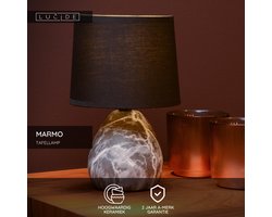 Lucide MARMO - Tafellamp - Ø 16 cm - 1xE14 - Zwart - Japandi