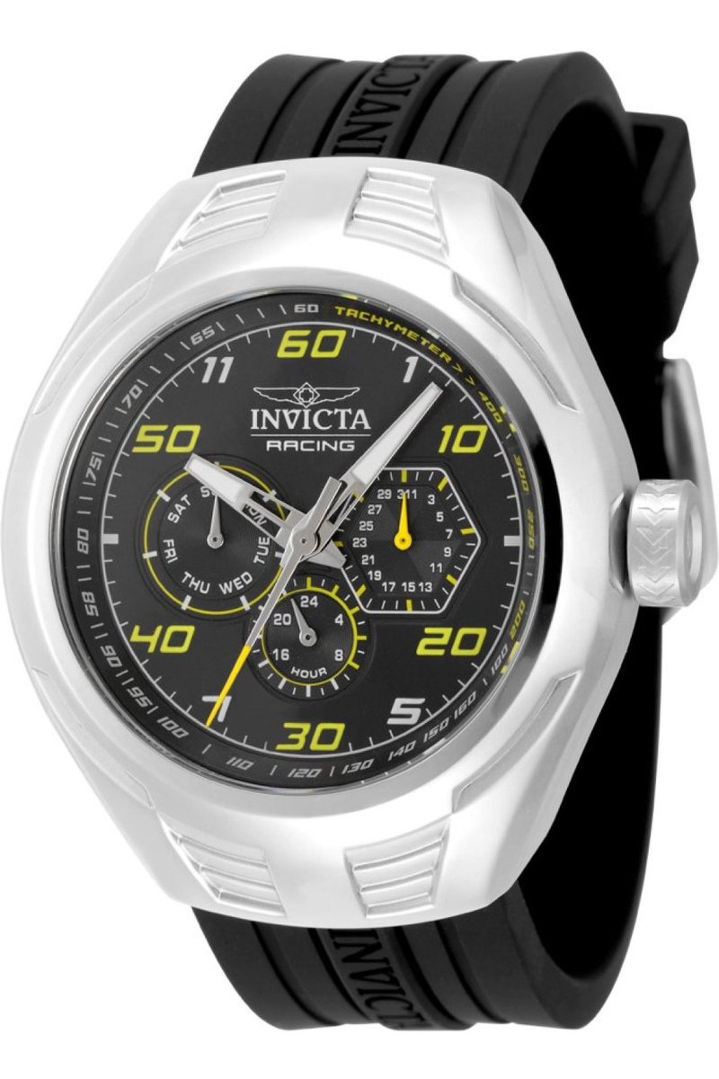 Invicta Invicta Racing 47724 Heren Horloge - Waterdicht - Analoog - Quartz Uurwerk - Roestvrij Staal met zwarte Wijzerplaat - 46mm