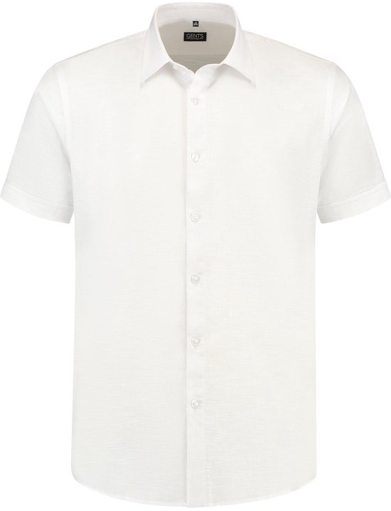 Gents - Korte mouw linnen katoen wit - Katoen - Wit - Maat 3XL