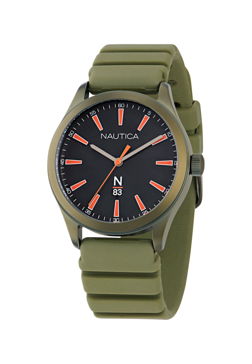 Nautica Hannay Bay Kwarts Analoog Horloge Groente Case: 100% Stainless Steel | Armband: 100% Bio-Based Pu 42 mm NAPHBF403