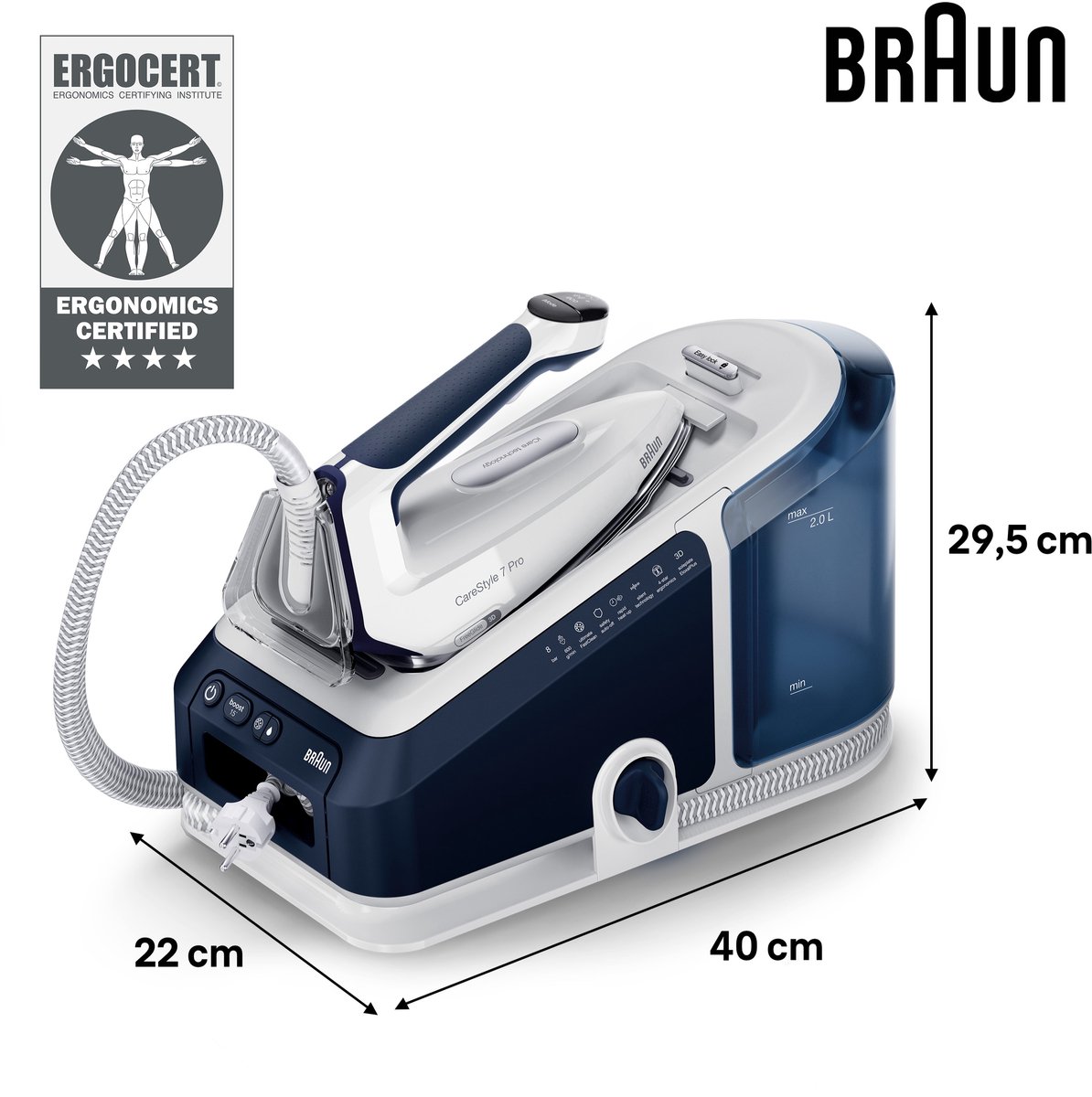 Braun CareStyle 7 Pro IS7282BL - Stoomgenerator - Automatische Instellingen - Halveert Strijktijd - Blauw — afbeelding 4