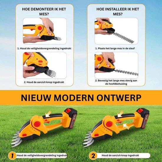 Telescopische Snoeischaar - Mini Kettingzaag - Heggenschaar - Takkenschaar - Takkenzaag - Elektrische Snoeizaag met Accu - Oranje van Merkloos	 — afbeelding 5