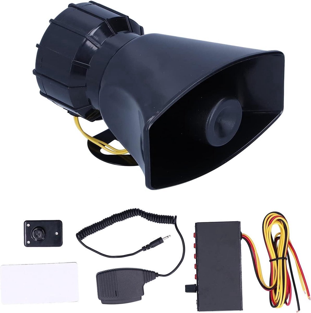 WNHB® Auto sirene hoorn luidsprekersysteem – 12V 100W noodgeluid versterker – PA microfoon – 5 tonen voor auto motor en voertuig