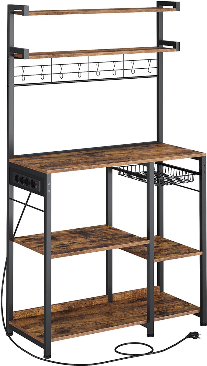 MAZAZU - Keukenmeubel - Keukenrek - Met Stopcontact - Bruin en Zwart - 40x86x165.5