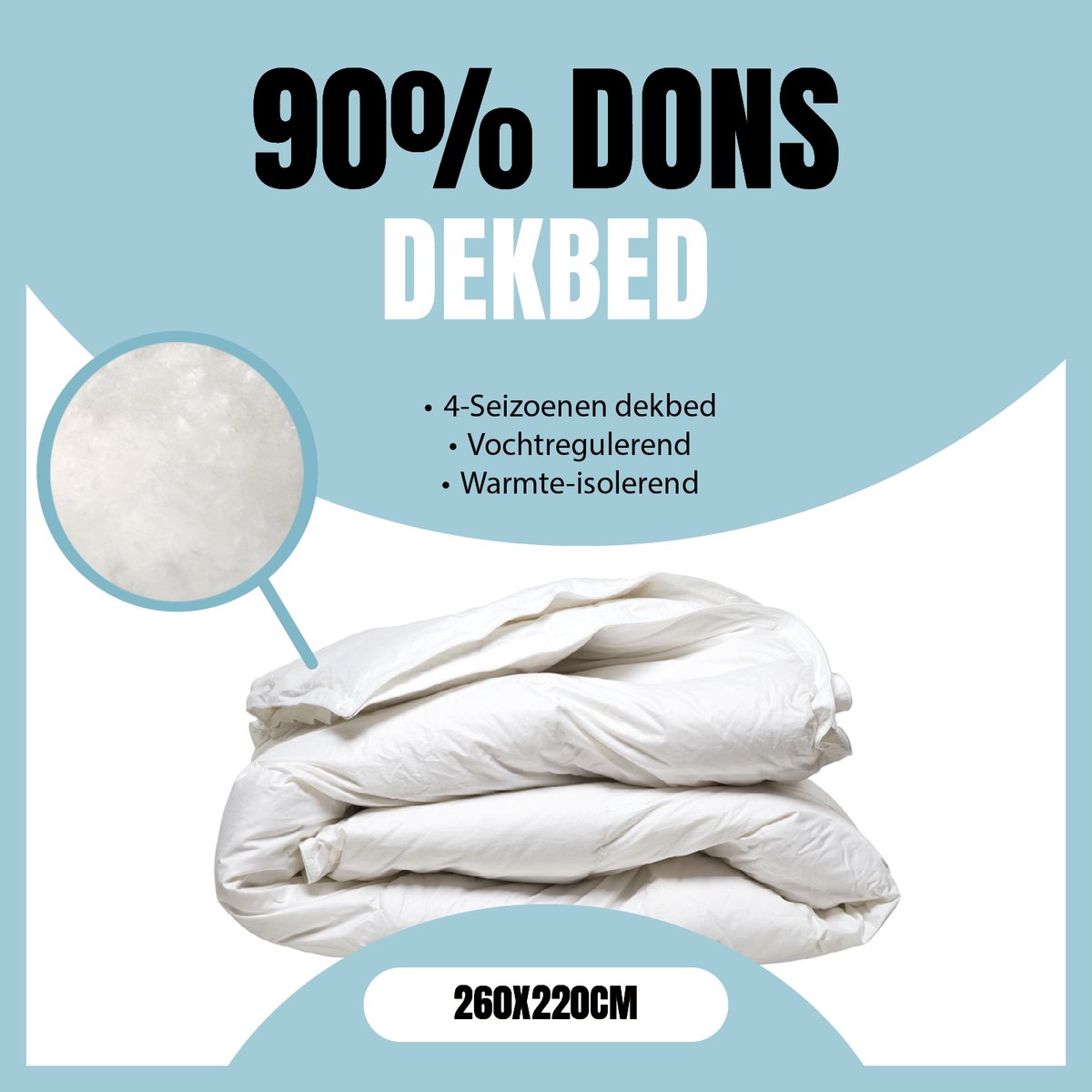 Eleganzzz 4 Seizoenen Donzen Dekbed - 260x220 cm - 90% Eendendons - Zomerdekbed & Winterdekbed - Donsdeken 260x220 - Lits Jumeaux Extra Lang - Lits Jumeaux Extra Breed - Dekbedden