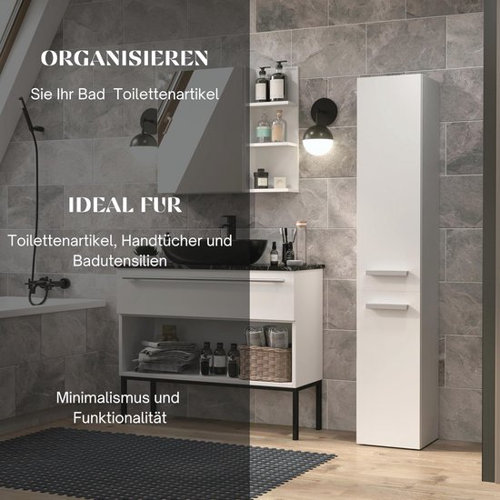 3xe Living - Badkamermeubel Bagnoli Dd 1k - Mat Wit / Glanzend Wit 60x30x174 Cm 3xe Living - Badkamermeubel Bagnoli Dd 1k - Mat Wit / Glanzend Wit 60x30x174 Cm