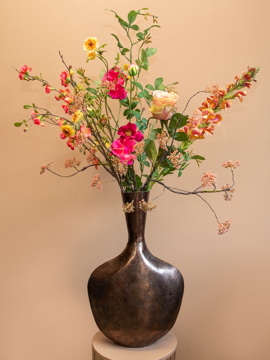 Boeket kunstbloemen De Luxe – Luxe zijden bloemen – Stijlvol kunstboeket van 80 cm hoog