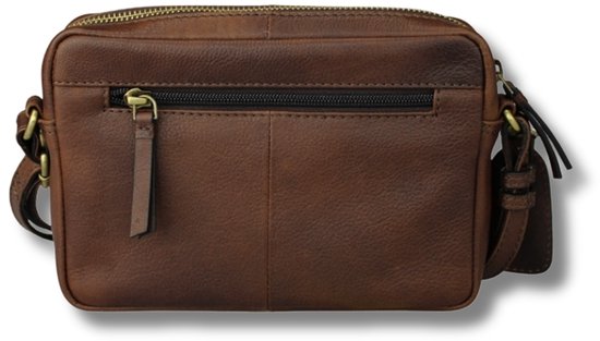 Sac à Bandoulière en Cuir Marron Foncé Sara