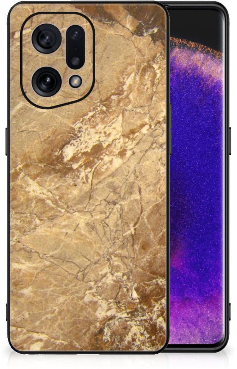 OPPO Find X5 Marmeren Print Telefoonhoesje Marmer Creme