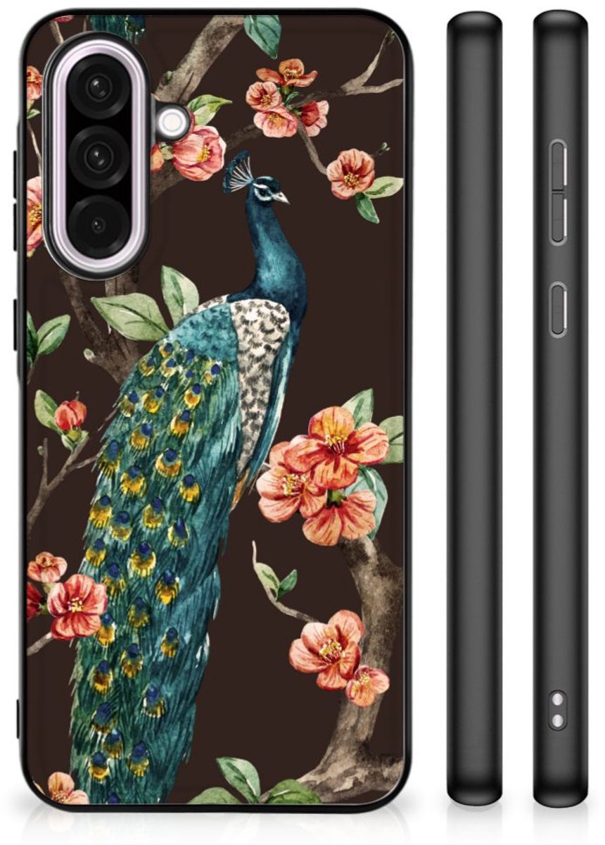 Samsung Galaxy A56 Dierenprint Telefoonhoesje Pauw met Bloemen