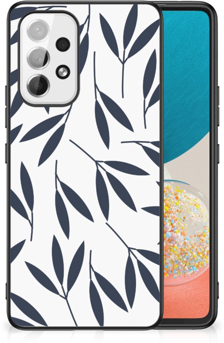 Samsung Galaxy A53 Bloemen Hoesje Leaves Blue