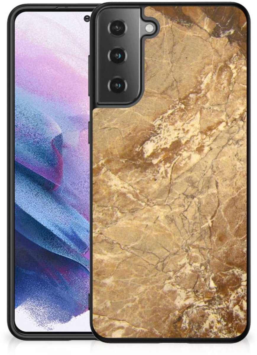 Samsung Galaxy S21 Plus Marmeren Print Telefoonhoesje Marmer Creme