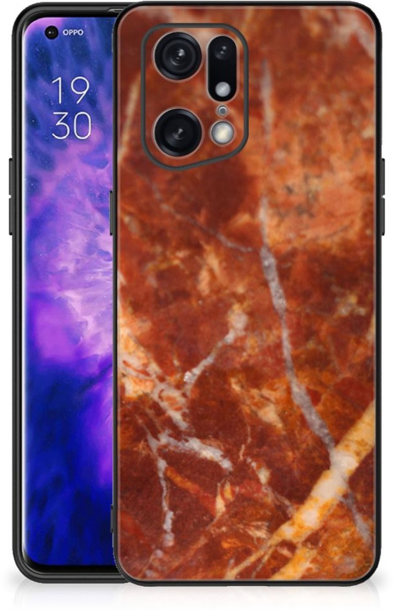 OPPO Find X5 Pro Marmeren Print Telefoonhoesje Marmer Bruin