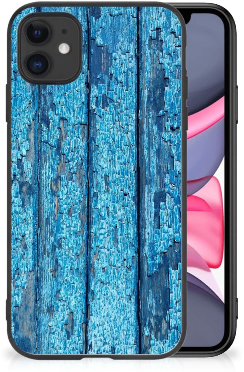 iPhone 11 Houten Print Telefoonhoesje Wood Blue