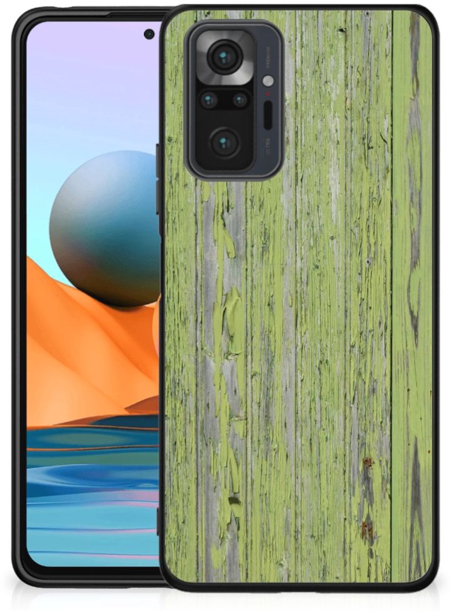 Xiaomi Redmi Note 10 Pro Houten Print Telefoonhoesje Green Wood