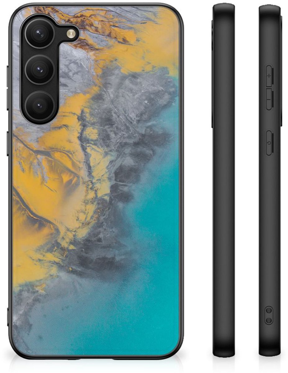 Samsung Galaxy S23 Plus Marmeren Print Telefoonhoesje Marble Blue Gold