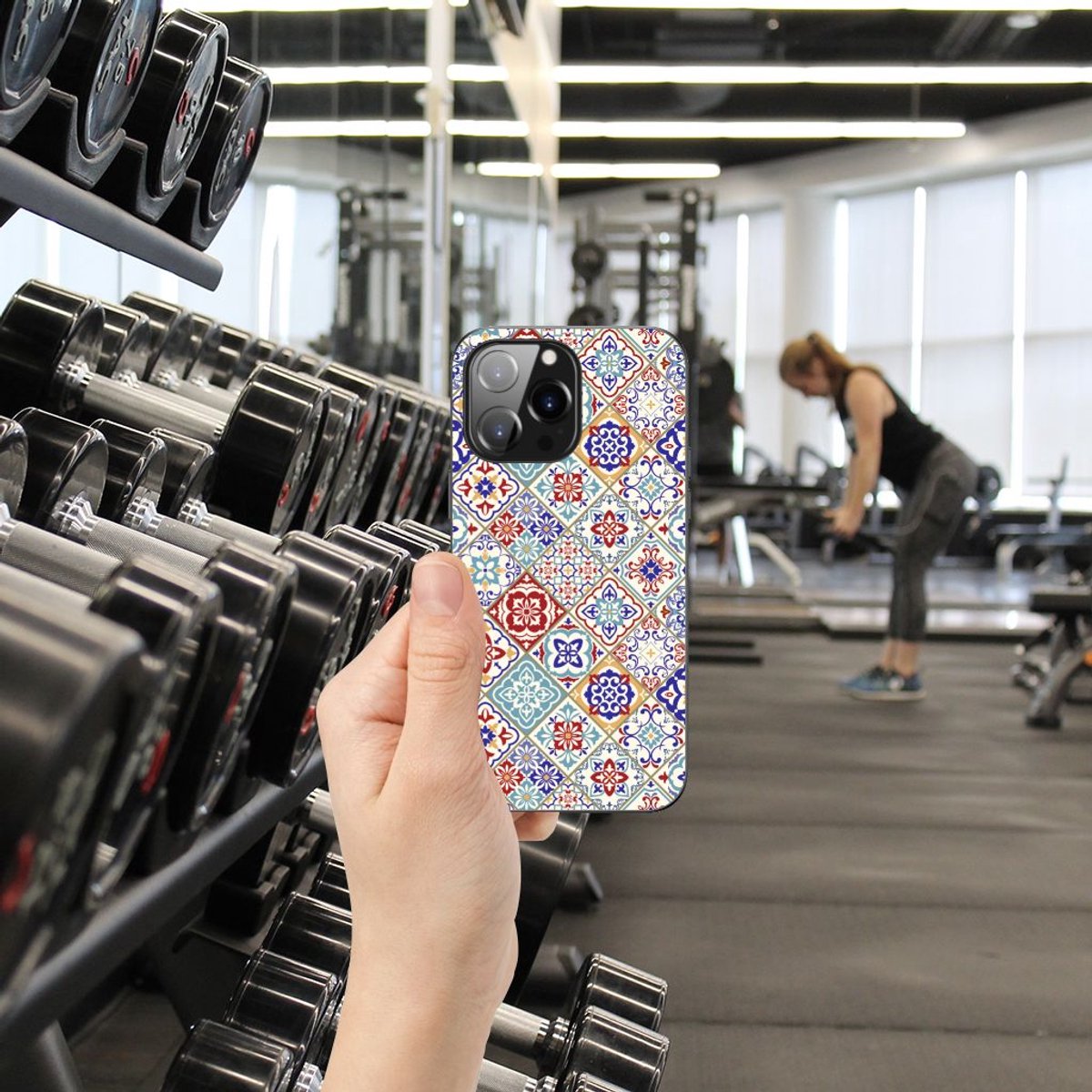 Back Cover voor iPhone 14 Pro Max Marmeren Print Telefoonhoesje Tiles Color