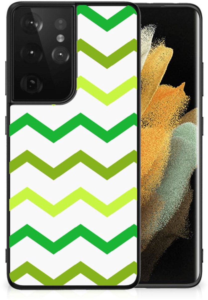 Samsung Galaxy S21 Ultra Back Case Zigzag Groen
