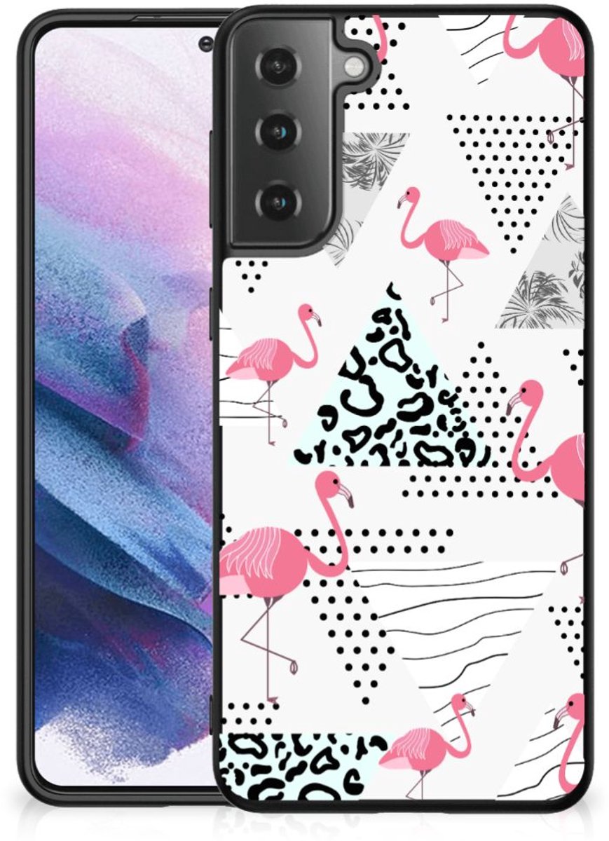 Samsung Galaxy S21 Plus Dierenprint Telefoonhoesje Flamingo Triangle