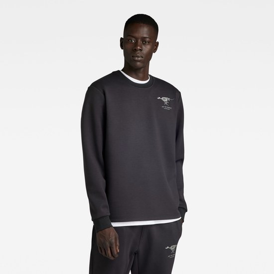 G-Star T-shirt Tweeter con mezza zip a scacchi neri