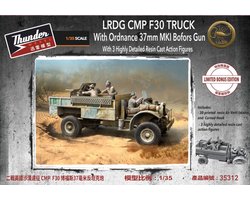 Thunder Model Modelbouwpakket Militaire voertuigen - 35312 LRDG F30 Gun Truck met 37mm KMI Boforskanon - met 3 Resin Figuren - Truck Plastic - 1:35 - Modelbouw