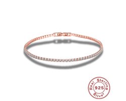 Tennis armband - 925 sterling zilver - zirkonia 2 mm - rosé goudkleurig - lengte 18 cm