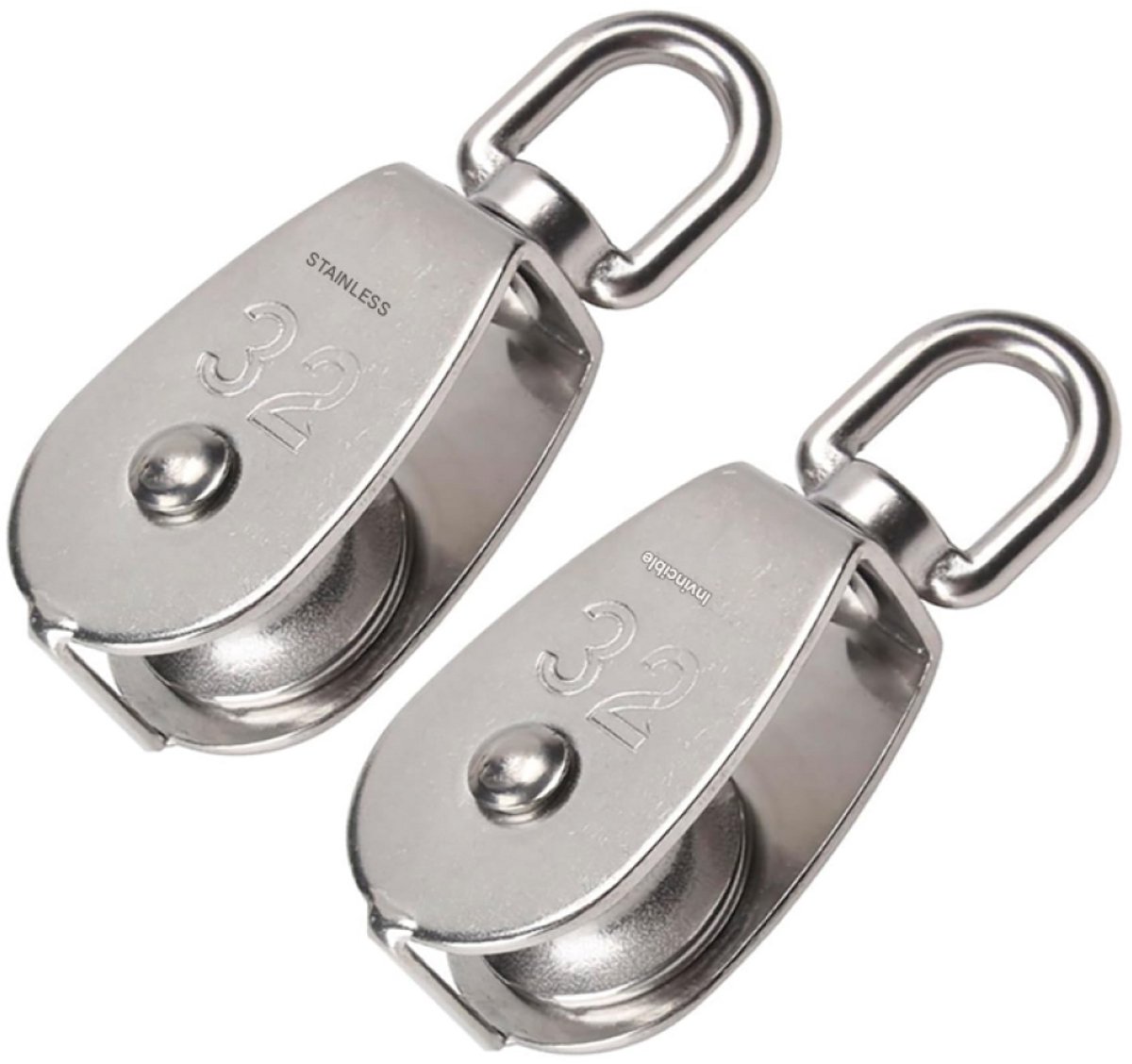 2 Stuks - 32 Mm Enkele Katrol - Katrol Klein - Katrol Voor Touwen - 304 Roestvrij Staal Hefkatrol - Katrolcapaciteit 250 Kg - Zilver