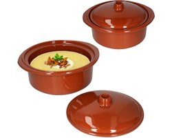 4-delige kleipot set - 2x kleipot Cocotte 2,2L + 2x deksel - 99534