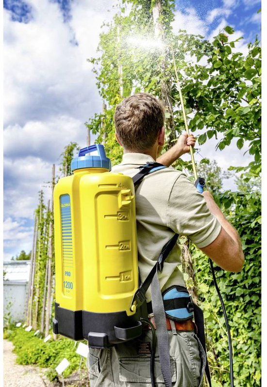 GLORIA Accu-rugsproeier Pro 1200 li-on - ergonomische 12 L drukspuit plantenbescherming en onkruidverwijdering comfort-draagsysteem Bosch 18V Power for All, zonder accu, geel
