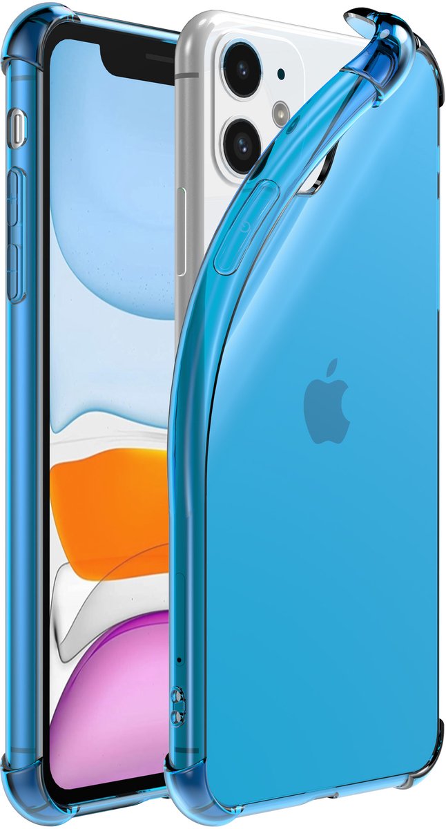 Smartphonica iPhone 11 transparant siliconen hoesje - Blauw geschikt voor iPhone 11