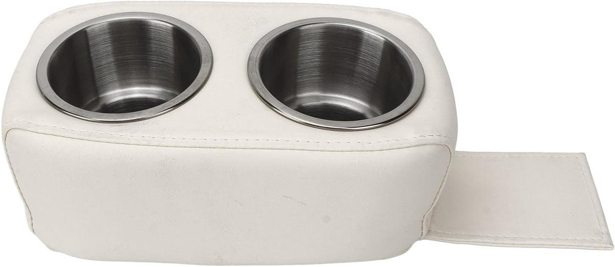 Allecto Plus - Pontoon Dubbele Bekerhouder met RVS Bekerhouders voor Boot Jacht Motorhome Auto - Wit