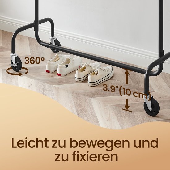 HOMCOM Kledingrek Kledingwagen Wasrek Verrijdbare Garderobe Garderobestandaard 150 X 60 150 Cm 2861068548