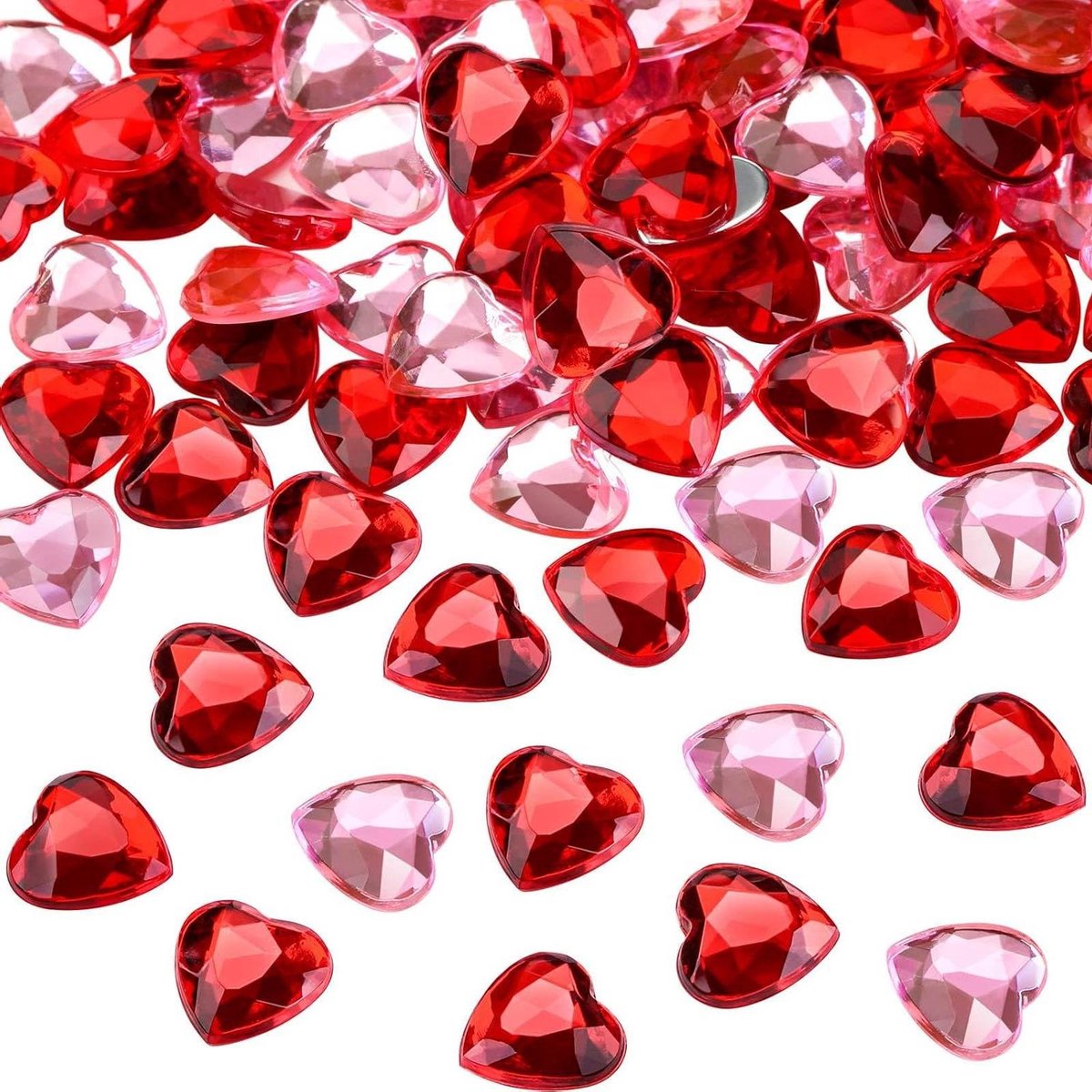 Allecto Plus - Diamantkristallen hartvormige Strooidecoratie Rood/Roze - 200 stuks voor Bruiloftsdecoratie