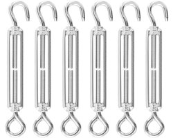 Allecto Plus - 6 stuks M5 verstelbare spanslot haken en ogen van roestvrij staal - 122 mm - draadspanner kabelspanner - voor zeilen waslijn - duurzaam en praktisch