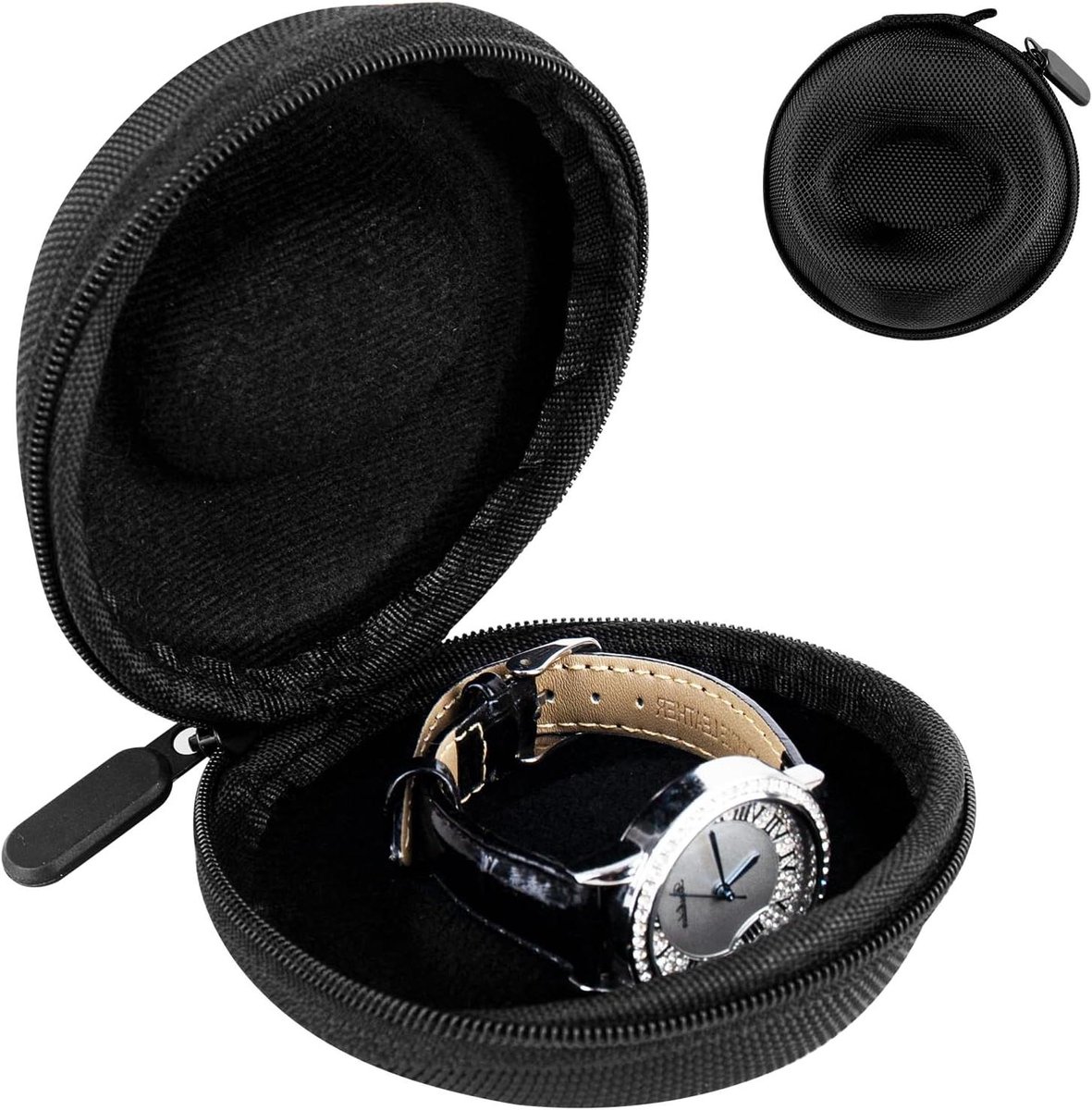Gewatteerde horloge opbergdoos voor reizen - Nylon Watch Case met ruimte voor 50 mm horloges - Sieraden- en smartwatchhouder