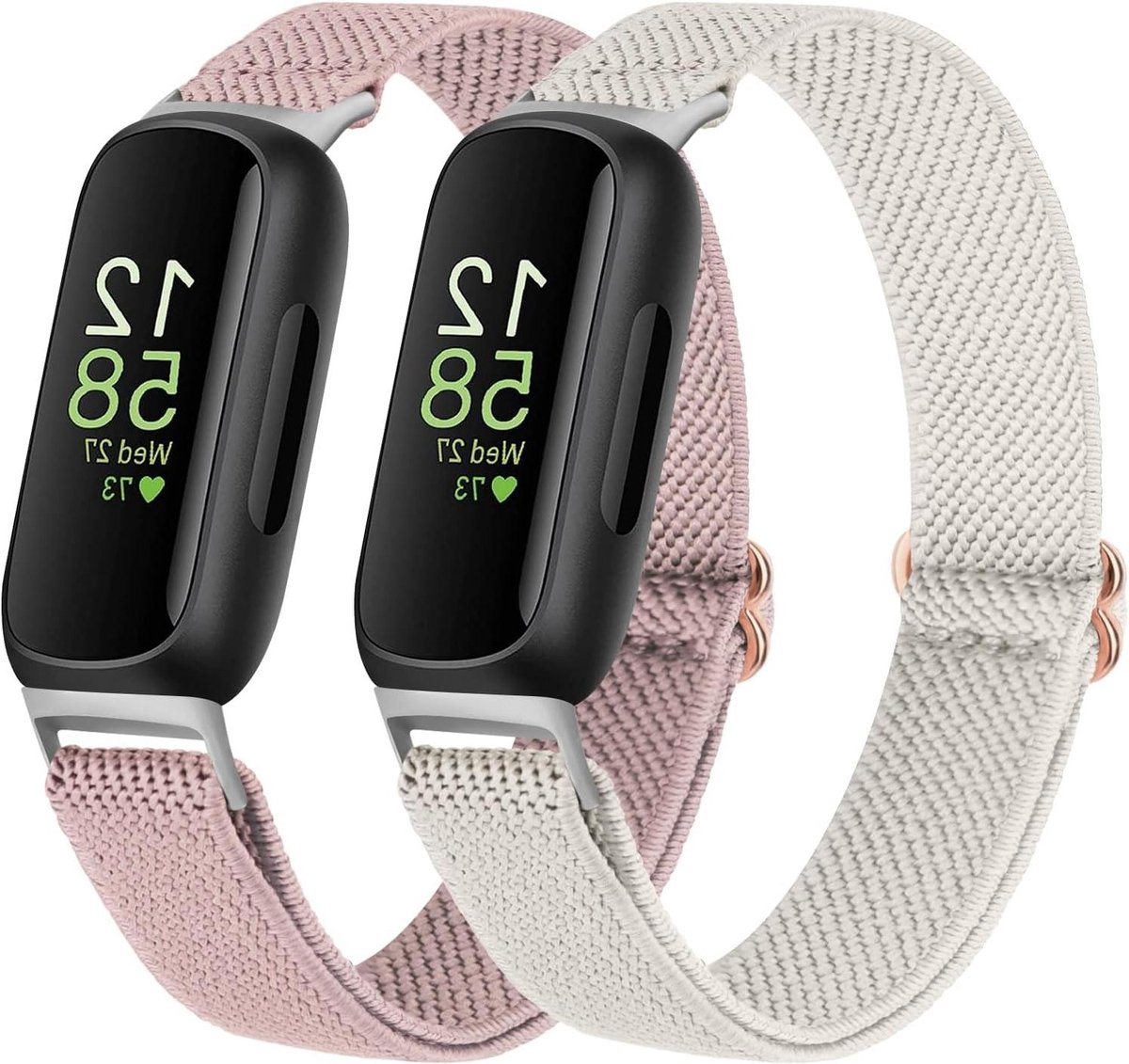 Allecto Plus - 2-pack armbanden voor Fitbit Inspire 3 - Sportieve nylon reserveband - Unisex - Zacht en elastisch - Dames en Heren - Compatibel - Fitbit Inspire 3 armband